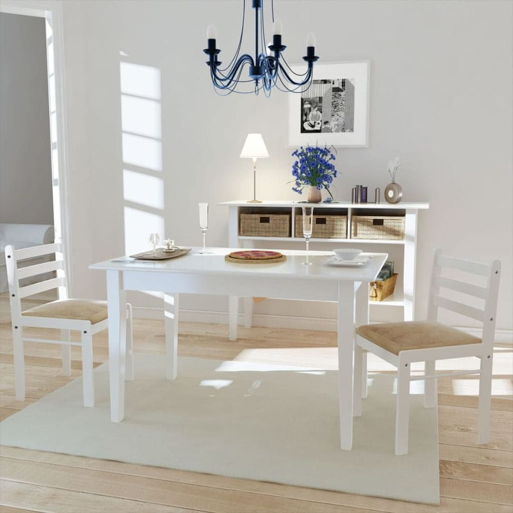 Petromila vidaXL Jedálenské stoličky 2 ks, biele, kaučukový masív a zamat